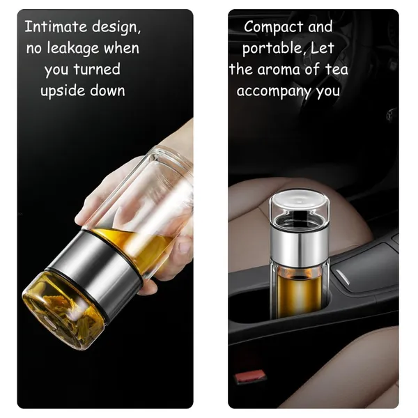 Green_420ml_Glass_Water_Bottle_�_Leakproof_Double_Wall_Tea_Infuser_with_Stainless_Steel_Strainer_&_Neoprene_Sleeve_for_Loose_Leaf_Tea,_Coffee_&_Fruit_Water