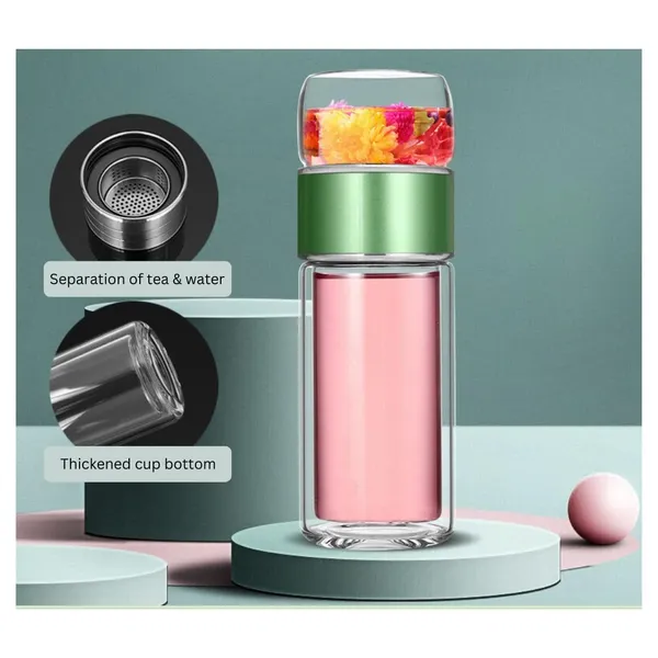 Green_420ml_Glass_Water_Bottle_�_Leakproof_Double_Wall_Tea_Infuser_with_Stainless_Steel_Strainer_&_Neoprene_Sleeve_for_Loose_Leaf_Tea,_Coffee_&_Fruit_Water