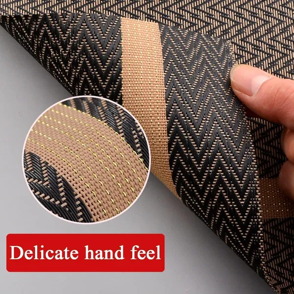 Black_Dining_Table_Placemat_Set_Pvc_Material_NonSlip_Washable_And_Heat_Resistant_Tablemats_Size_45X30Cm_And_Table_Runner_180Cm_X_30Cm_6_Placemat_With_Runner
