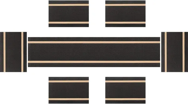 Black_Dining_Table_Placemat_Set_Pvc_Material_NonSlip_Washable_And_Heat_Resistant_Tablemats_Size_45X30Cm_And_Table_Runner_180Cm_X_30Cm_6_Placemat_With_Runner