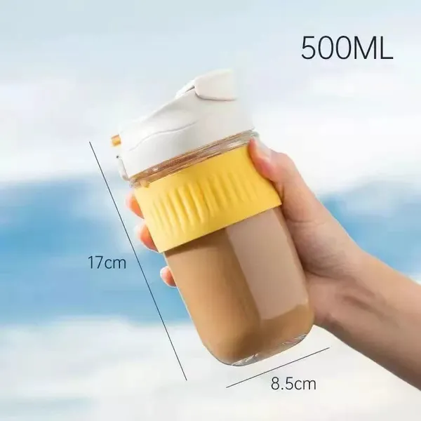 Yellow_500_Ml_Glass_Coffee_Mug_with_Lid_and_StrawReusable_Glass_Coffee_CupGlass_Travel_Mug_with_Silicone_SleeveGlass_Water_Bottle_for_Coffee