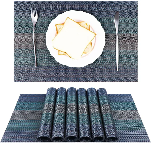 Blue_Dining_Table_Placemat_Set_Pvc_Material_NonSlip_Washable_And_Heat_Resistant_Tablemates_Size_45X30Cm_6_Pcs_Placemat