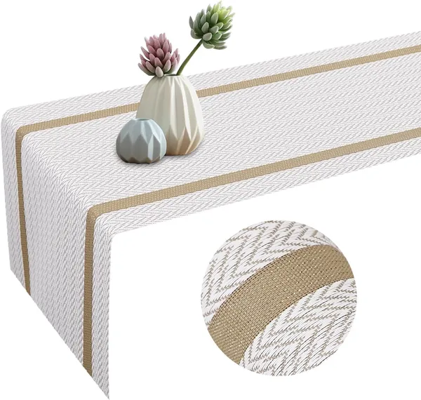 White_Dining_Table_Placemat_Set_Pvc_Material_NonSlip_Washable_And_Heat_Resistant_Table_Runner_180Cm_X_30Cm