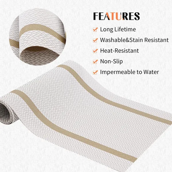 White_Dining_Table_Placemat_Set_Pvc_Material_NonSlip_Washable_And_Heat_Resistant_Table_Runner_180Cm_X_30Cm