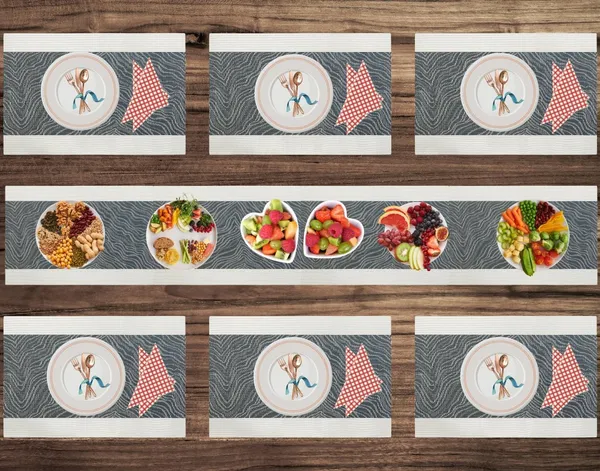 Grey_Dining_Table_Placemat_Set_Pvc_Material_NonSlip_Washable_And_Heat_Resistant_Tablemats_Size_45X30Cm_And_Table_Runner_180Cm_X_30Cm_6_Placemat_With_Runner