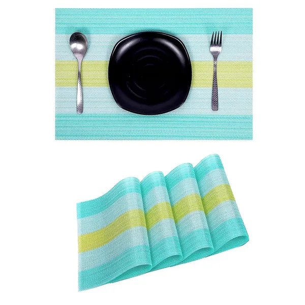 Green_Dining_Table_Placemat_Set_Pvc_Material_NonSlip_Washable_And_Heat_Resistant_Tablemates_Size_45X30Cm_4_Pcs_Placemat