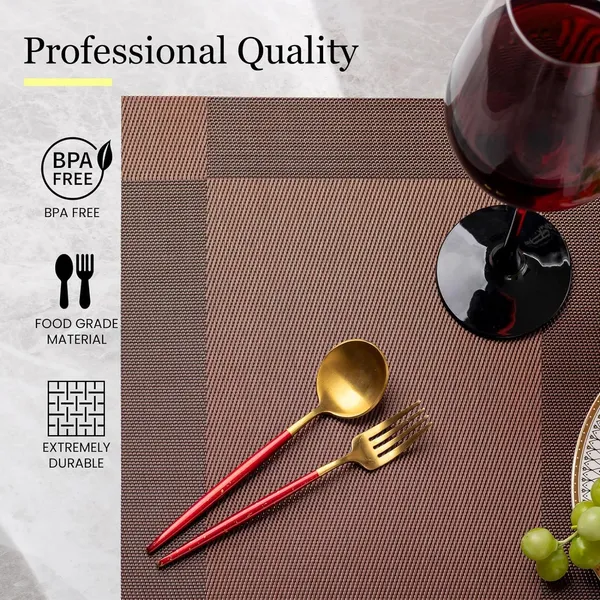 Brown_Dining_Table_Placemat_Set_Pvc_Material_NonSlip_Washable_And_Heat_Resistant_Tablemates_Size_45X30Cm_8_Pcs_Placemat