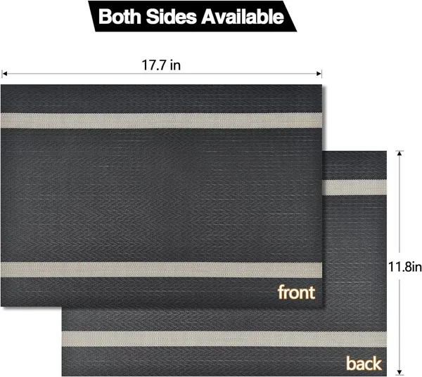 Black_Dining_Table_Placemat_Set_Pvc_Material_NonSlip_Washable_And_Heat_Resistant_Tablemates_Size_45X30Cm_4_Pcs_Placemat