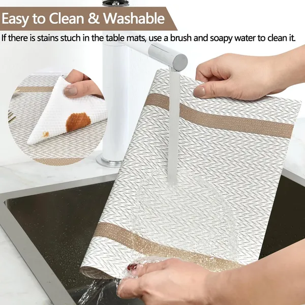 White_Dining_Table_Placemat_Set_Pvc_Material_NonSlip_Washable_And_Heat_Resistant_Tablemates_Size_45X30Cm_4_Pcs_Placemat