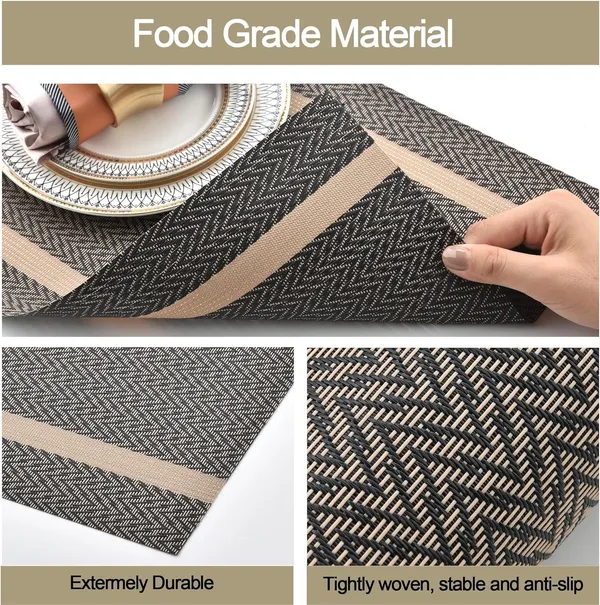 Brown_Dining_Table_Placemat_Set_Pvc_Material_NonSlip_Washable_And_Heat_Resistant_Tablemates_Size_45X30Cm_4_Pcs_Placemat