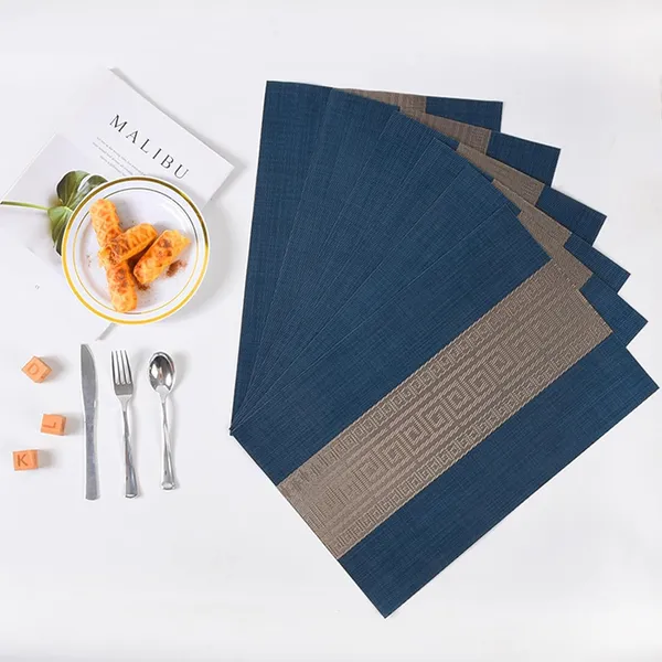 Blue_Dining_Table_Placemat_Set_Pvc_Material_NonSlip_Washable_And_Heat_Resistant_Tablemats_Size_45X30Cm_6_Pcs_Placemat