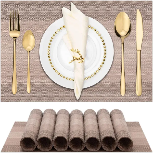 Brown_Dining_Table_Placemat_Set_Pvc_Material_NonSlip_Washable_And_Heat_Resistant_Tablemats_Size_45X30Cm_6_Pcs_Placemat