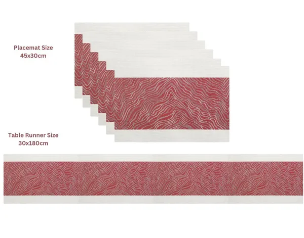 Red_Dining_Table_Placemat_Set_Pvc_Material_NonSlip_Washable_And_Heat_Resistant_Tablemats_Size_45X30Cm_And_Table_Runner_180Cm_X_30Cm_4_Placemat_With_Runner