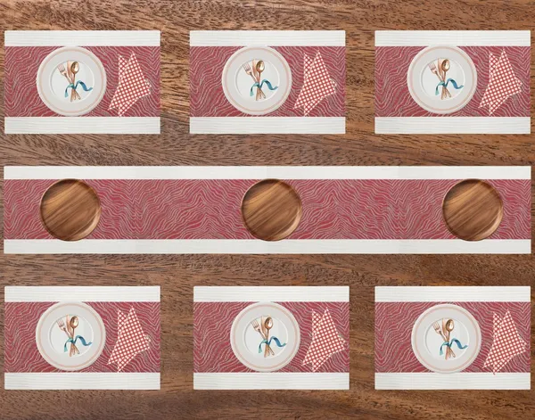Red_Dining_Table_Placemat_Set_Pvc_Material_NonSlip_Washable_And_Heat_Resistant_Tablemats_Size_45X30Cm_And_Table_Runner_180Cm_X_30Cm_4_Placemat_With_Runner