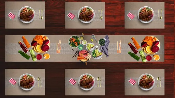 Brown_Dining_Table_Placemat_Set_Pvc_Material_NonSlip_Washable_And_Heat_Resistant_Tablemates_Size_45X30Cm_And_Table_Runner_180Cm_X_30Cm_6_Placemat_With_Runner