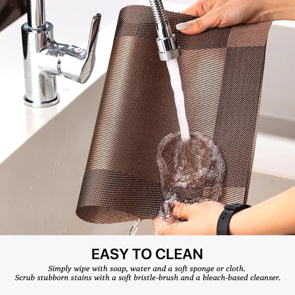Brown_Dining_Table_Placemat_Set_Pvc_Material_NonSlip_Washable_And_Heat_Resistant_Tablemats_Size_45X30Cm_And_Table_Runner_180_Cm_X_30_Cm_4_Placemat_With_Runner