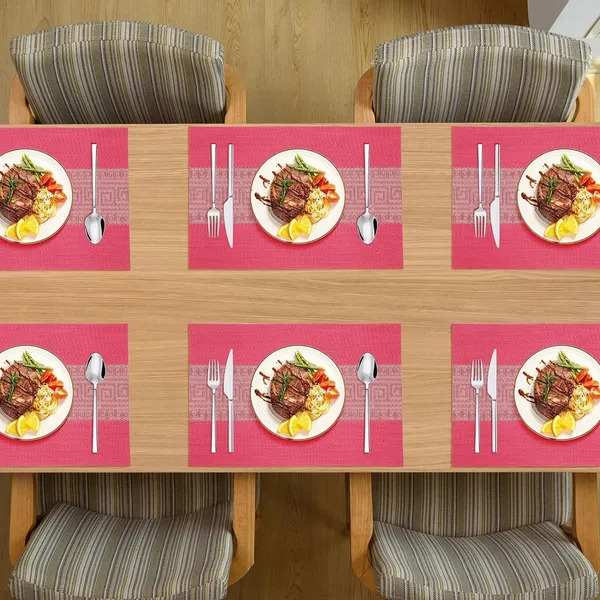 Red_Dining_Table_Placemat_Set_Pvc_Material_NonSlip_Washable_And_Heat_Resistant_Tablemats_Size_45X30Cm_6_Pcs_Placemat