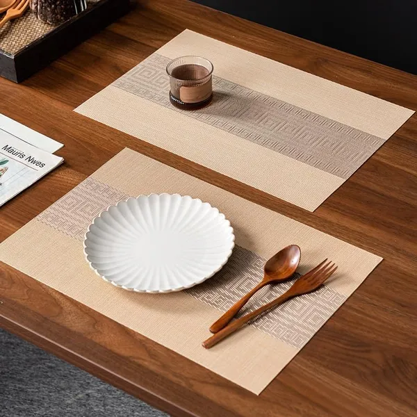 Beige_Dining_Table_Placemat_Set_Pvc_Material_NonSlip_Washable_And_Heat_Resistant_Tablemats_Size_45X30Cm_8_Pcs_Placemat