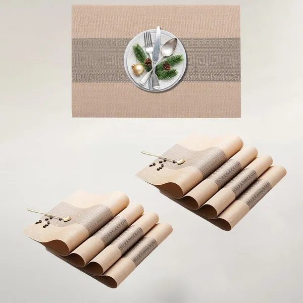 Beige_Dining_Table_Placemat_Set_Pvc_Material_NonSlip_Washable_And_Heat_Resistant_Tablemats_Size_45X30Cm_8_Pcs_Placemat