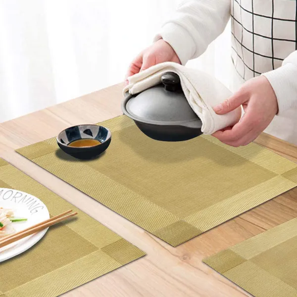 Gold_Dining_Table_Placemat_Set_Pvc_Material_NonSlip_Washable_And_Heat_Resistant_Tablemates_Size_45X30Cm_And_Table_Runner_180Cm_X_30Cm_6_Placemat_With_Runner