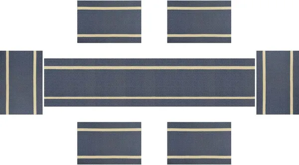 Black_Dining_Table_Placemat_Set_Pvc_Material_NonSlip_Washable_And_Heat_Resistant_Tablemates_Size_45X30Cm_And_Table_Runner_180Cm_X_30Cm_6_Placemat_With_Runner
