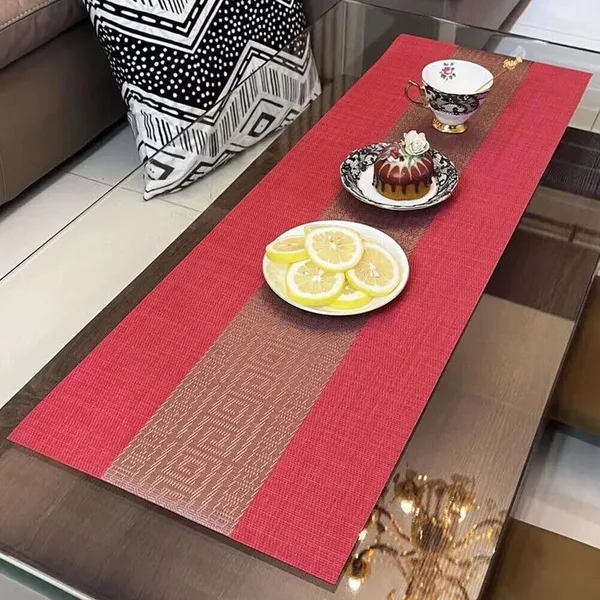 Red_Dining_Table_Placemat_Set_Pvc_Material_NonSlip_Washable_And_Heat_Resistant_Table_Runner_180Cm_X_30Cm