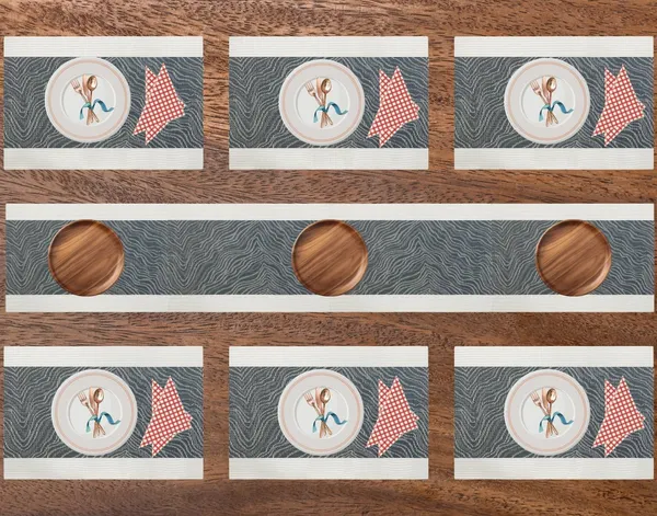 Grey_Dining_Table_Placemat_Set_Pvc_Material_NonSlip_Washable_And_Heat_Resistant_Tablemats_Size_45X30Cm_And_Table_Runner_180Cm_X_30Cm_4_Placemat_With_Runner