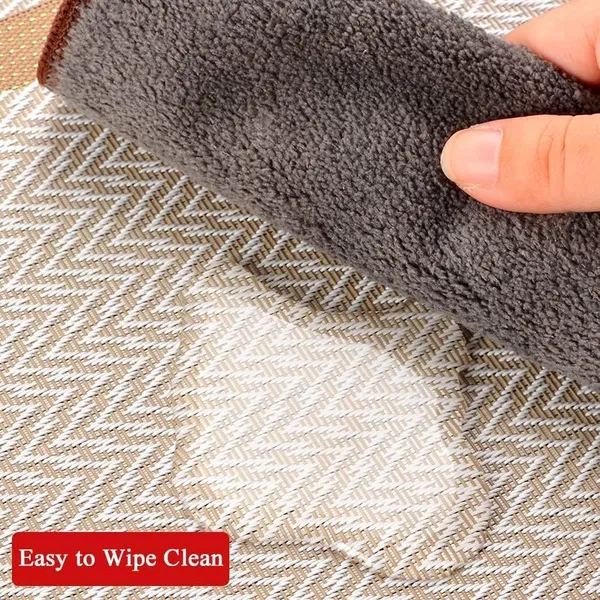 White_Dining_Table_Placemat_Set_Pvc_Material_NonSlip_Washable_And_Heat_Resistant_Tablemates_Size_45X30Cm_And_Table_Runner_180Cm_X_30Cm_4_Placemat_With_Runner