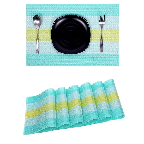 Green_Dining_Table_Placemat_Set_Pvc_Material_NonSlip_Washable_And_Heat_Resistant_Tablemats_Size_45X30Cm_6_Pcs_Placemat