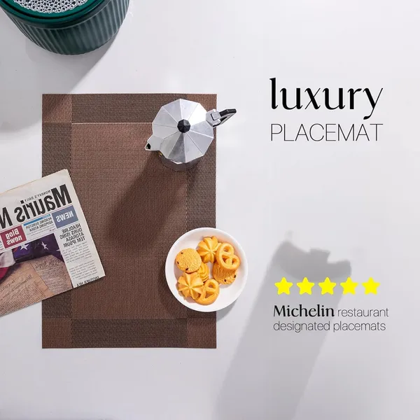 Brown_Dining_Table_Placemat_Set_Pvc_Material_NonSlip_Washable_And_Heat_Resistant_Tablemats_Size_45X30Cm_4_Pcs_Placemat