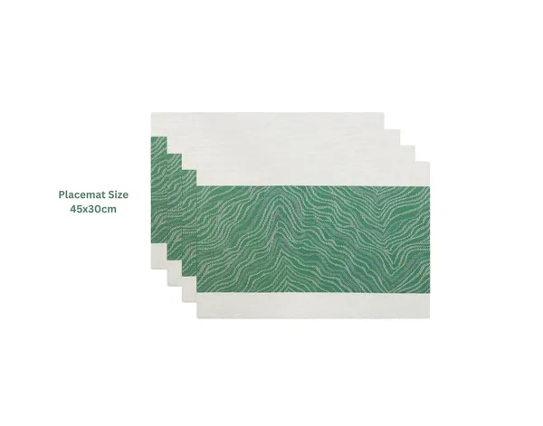 Green_Dining_Table_Placemat_Set_Pvc_Material_NonSlip_Washable_And_Heat_Resistant_Tablemats_Size_45X30Cm_4_Pcs_Placemat