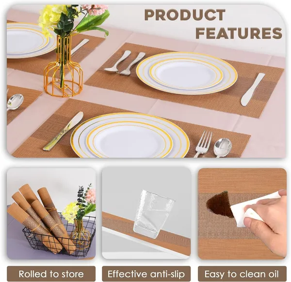 Beige_Dining_Table_Placemat_Set_Pvc_Material_NonSlip_Washable_And_Heat_Resistant_Tablemates_Size_45X30Cm_6_Pcs_Placemat