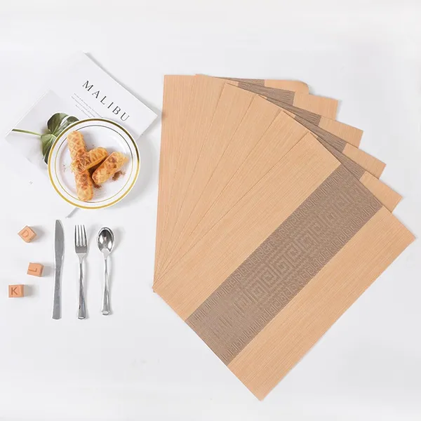 Brown_Dining_Table_Placemat_Set_Pvc_Material_NonSlip_Washable_And_Heat_Resistant_Tablemats_Size_45X30Cm_6_Pcs_Placemat