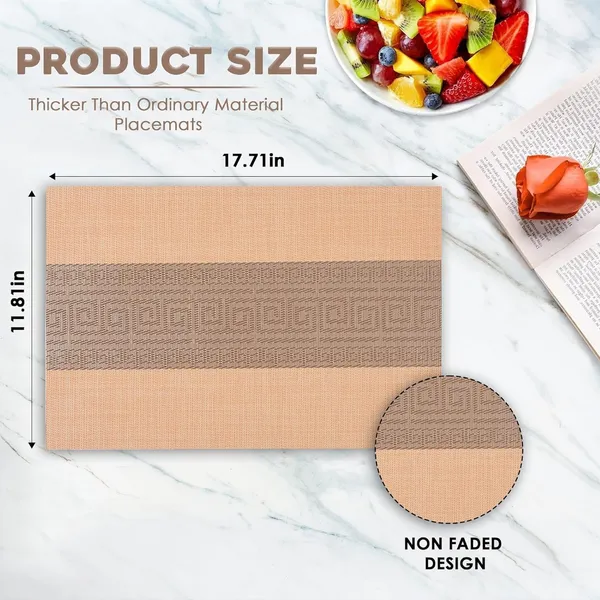 Brown_Dining_Table_Placemat_Set_Pvc_Material_NonSlip_Washable_And_Heat_Resistant_Tablemats_Size_45X30Cm_6_Pcs_Placemat
