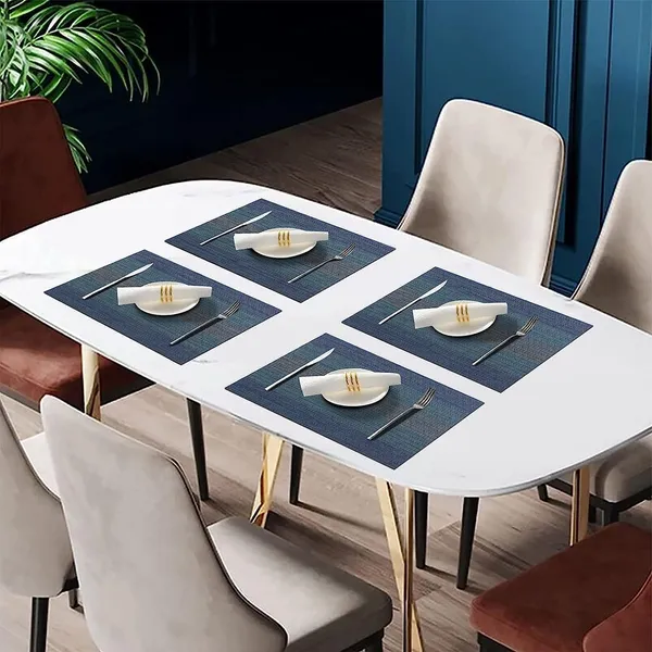 Blue_Dining_Table_Placemat_Set_Pvc_Material_NonSlip_Washable_And_Heat_Resistant_Tablemats_Size_45X30Cm_4_Pcs_Placemat