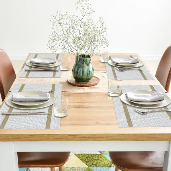 White_Dining_Table_Placemat_Set_Pvc_Material_NonSlip_Washable_And_Heat_Resistant_Tablemats_Size_45X30Cm_8_Pcs_Placemat