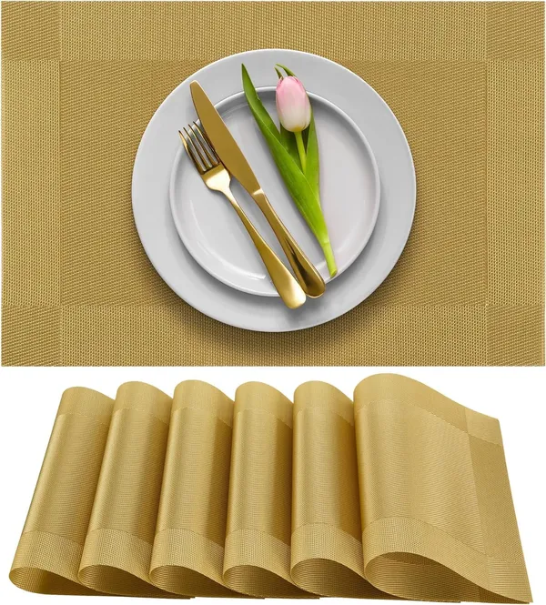 Gold_Dining_Table_Placemat_Set_Pvc_Material_NonSlip_Washable_And_Heat_Resistant_Tablemates_Size_45X30Cm_6_Pcs_Placemat