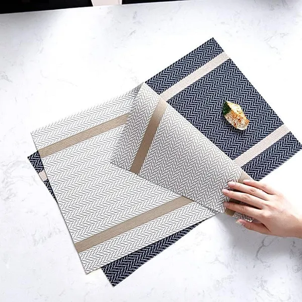White_Dining_Table_Placemat_Set_Pvc_Material_NonSlip_Washable_And_Heat_Resistant_Tablemats_Size_45X30Cm_And_Table_Runner_180Cm_X_30Cm_6_Placemat_With_Runner
