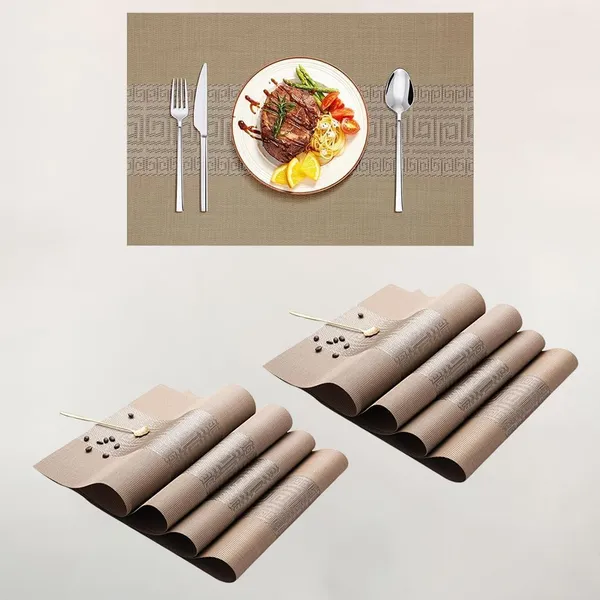 Brown_Dining_Table_Placemat_Set_Pvc_Material_NonSlip_Washable_And_Heat_Resistant_Tablemats_Size_45X30Cm_8_Pcs_Placemat