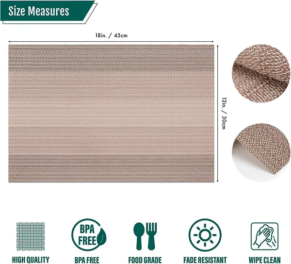 Brown_Dining_Table_Placemat_Set_Pvc_Material_NonSlip_Washable_And_Heat_Resistant_Tablemats_Size_45X30Cm_8_Pcs_Placemat