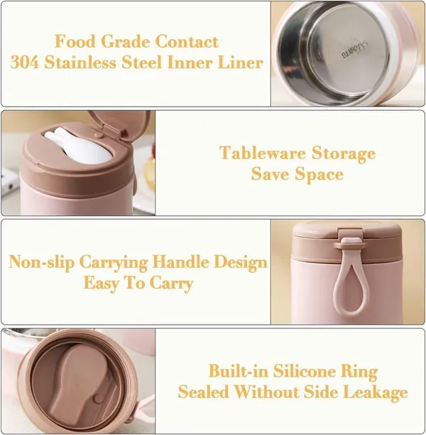 Pink_Lunch_Box_Yogurt_Container_With_Lid_Leak_Proof_Stainless_Steel_Cups_With_Lids_And_Reusable_Plastic_SpoonOvernight_Oats_Containers_With_Lid_Dishwasher_Freezer_Safe
