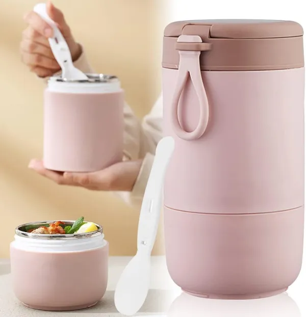Pink_Lunch_Box_Yogurt_Container_With_Lid_Leak_Proof_Stainless_Steel_Cups_With_Lids_And_Reusable_Plastic_SpoonOvernight_Oats_Containers_With_Lid_Dishwasher_Freezer_Safe