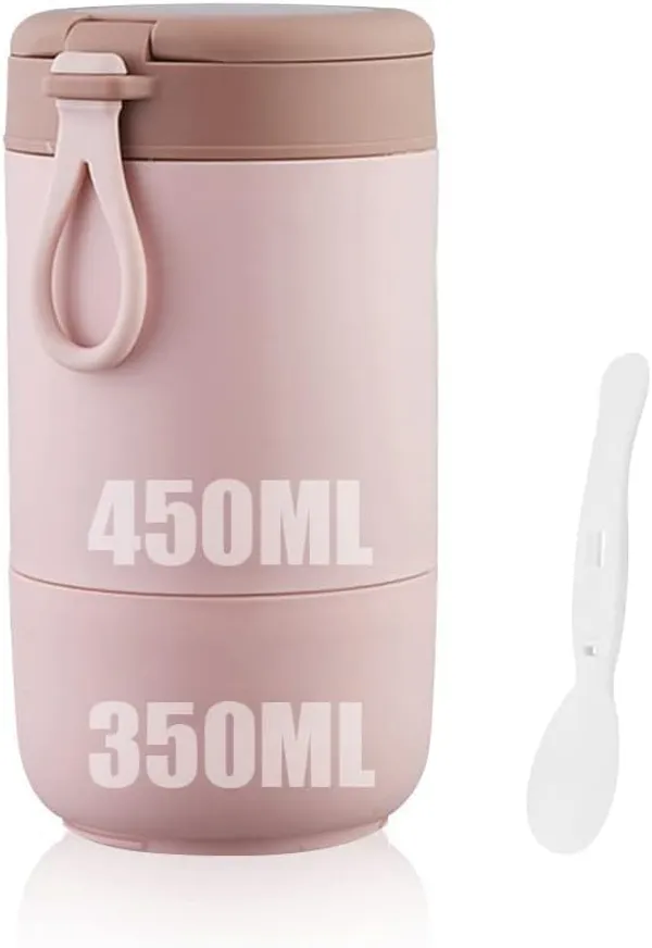 Pink_Lunch_Box_Yogurt_Container_With_Lid_Leak_Proof_Stainless_Steel_Cups_With_Lids_And_Reusable_Plastic_SpoonOvernight_Oats_Containers_With_Lid_Dishwasher_Freezer_Safe