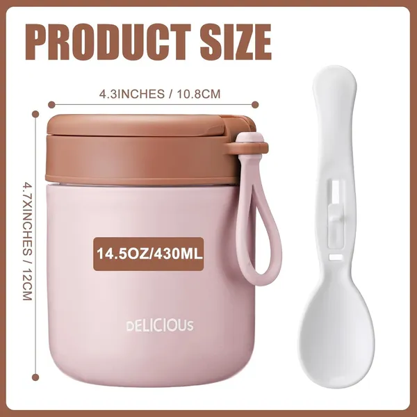 Green__Pink_Travel_Soup_Bowl_Set_Insulated_Soup_Bowls_With_Lids_And_Folding_Spoons_For_Fruit_Yoghurt_Oats_Porridge_Salad__Airtight_And_Leak_Proof_Dishwasher_Safe_Thermal_Lunch_Box