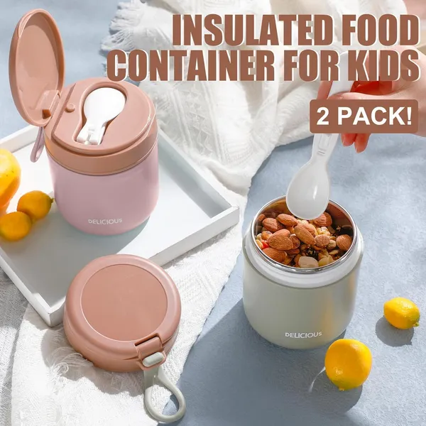 Green__Pink_Travel_Soup_Bowl_Set_Insulated_Soup_Bowls_With_Lids_And_Folding_Spoons_For_Fruit_Yoghurt_Oats_Porridge_Salad__Airtight_And_Leak_Proof_Dishwasher_Safe_Thermal_Lunch_Box