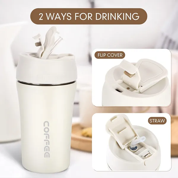 White_400ml_Travel_Mug_Insulated_Coffee_Cup_with_Leakproof_Lid_Vacuum_Insulation_Stainless_Steel_Reusable_for_Hot_Cold_Coffee_Water_and_Tea_Mug_with_Non-Slip_Protective_Cover