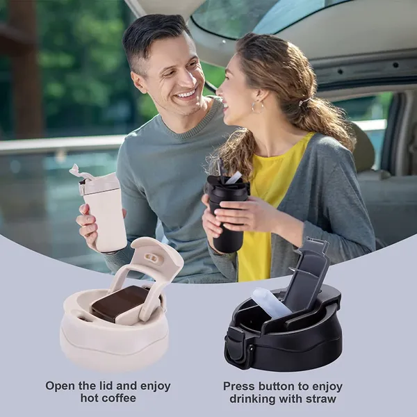 BlackWhite_400Ml_Travel_Coffee_Mug_2_Pack_Vacuum_Insulated_Coffee_Travel_Mug_Spill_Proof_With_Lid_And_Straw_Reusable_Coffee_Tumbler_For_Keep_HotIce_CoffeeTea_And_Beer_Car_Thermos_Cup_Gift_For_Men_And_Women