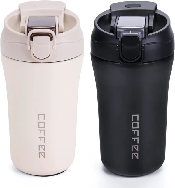 BlackWhite_400Ml_Travel_Coffee_Mug_2_Pack_Vacuum_Insulated_Coffee_Travel_Mug_Spill_Proof_With_Lid_And_Straw_Reusable_Coffee_Tumbler_For_Keep_HotIce_CoffeeTea_And_Beer_Car_Thermos_Cup_Gift_For_Men_And_Women