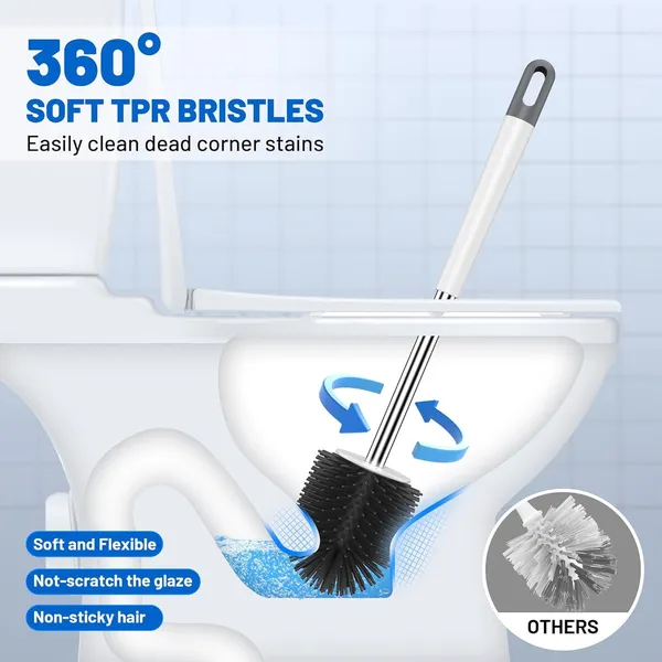 White_Toilet_Brush_And_Holder_Set_Silicone_Toilet_Bowl_Brush_With_Stainless_Steel_Handle_Flexible_Toilet_Cleaner_Brush_With_Ventilated_Slots_Base_For_Bathroom_Toilet_Cleaning_Without_Drilling