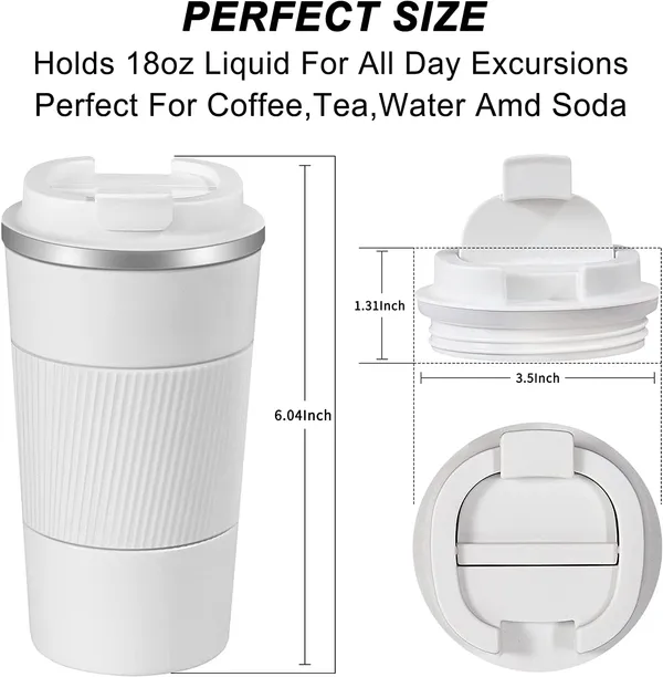 White_510_Ml_Travel_Mug_Insulated_Coffee_Cup_With_Leakproof_LidVacuum_Insulation_Stainless_Steel_Reusable_For_Hot_Cold_Coffee_NonSlip_Protective_Cover